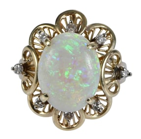14kt. Opal and Diamond Cocktail Ring