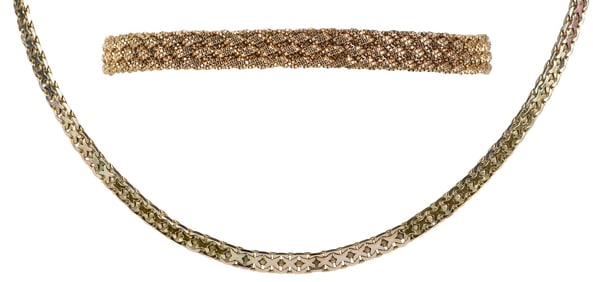 14kt. Fancy Link Chain and Bracelet