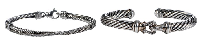 Two David Yurman Bracelets with Diamonds