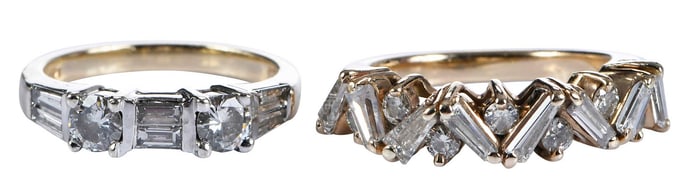 Two 14kt. Fashion Diamond Bands