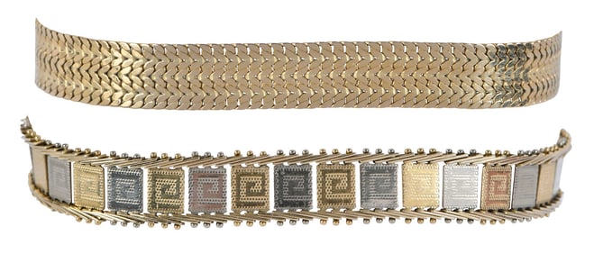 Two 14kt. Fancy Link Bracelets