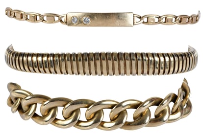 Three 14kt. Yellow Gold Bracelets