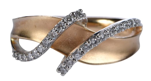 14kt. Brushed Diamond Wave Ring