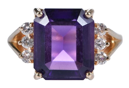14kt. Amethyst and Diamond Ring