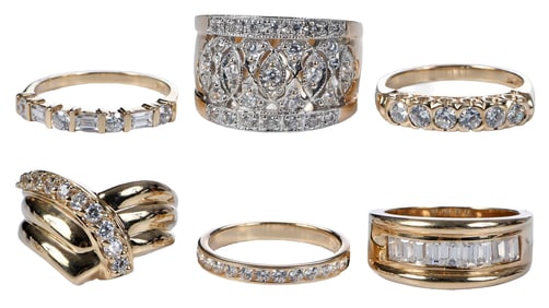 Six Assorted Cubic Zirconia Rings