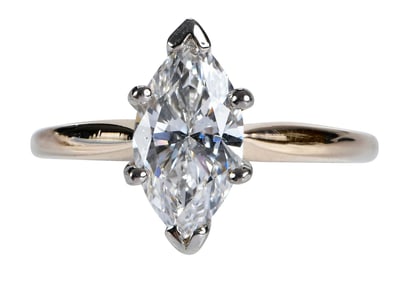 14kt. Solitaire Marquise Diamond Ring - GIA