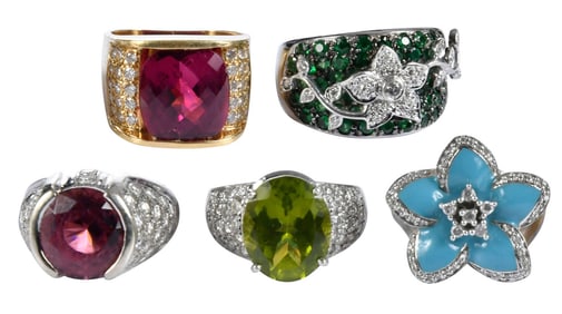 Five Fashion Gemstone Rings