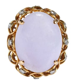 18kt. Lavender Jade and Diamond Ring