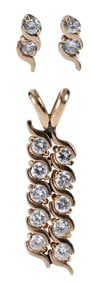 14kt. Diamond Earrings and Pendant Set