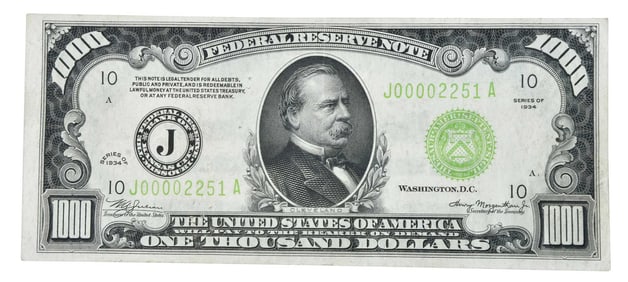 Large Denomination $1000 Federal Reserve Note