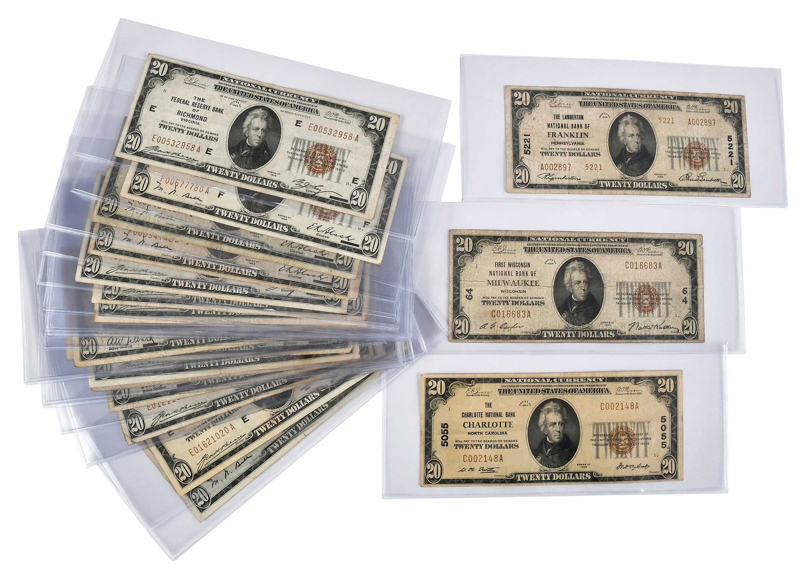 Twenty-Five $20 U.S. Bank Notes / Currency / Paper Money (1 of 5)