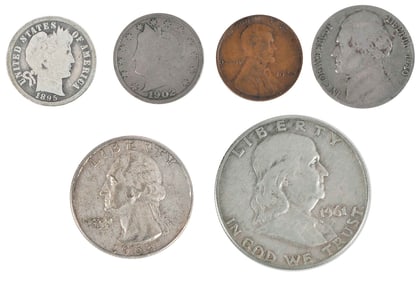 Cent, Nickel, Dime, Quarter, and Half Dollar Coins in Albums