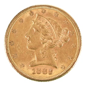 1882 $5 Liberty Head Half Eagle Gold Coin