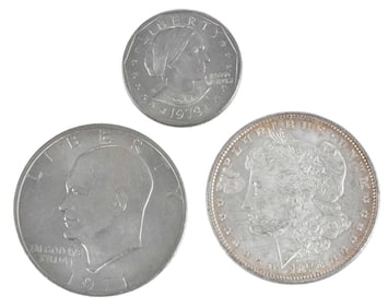 15 U.S. Silver Morgan Dollars with 18 Other Assorted Dollars