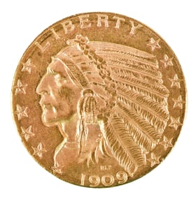 1909-D Indian Head $5 Gold Coin