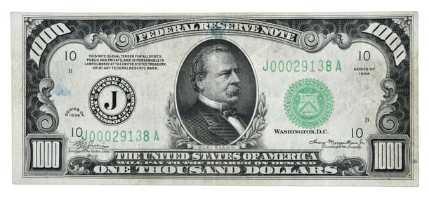 Large Denomination $1000 Federal Reserve Note