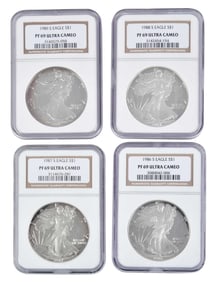 20 Graded Proof American Silver Eagle Coins, 1986 to 2005