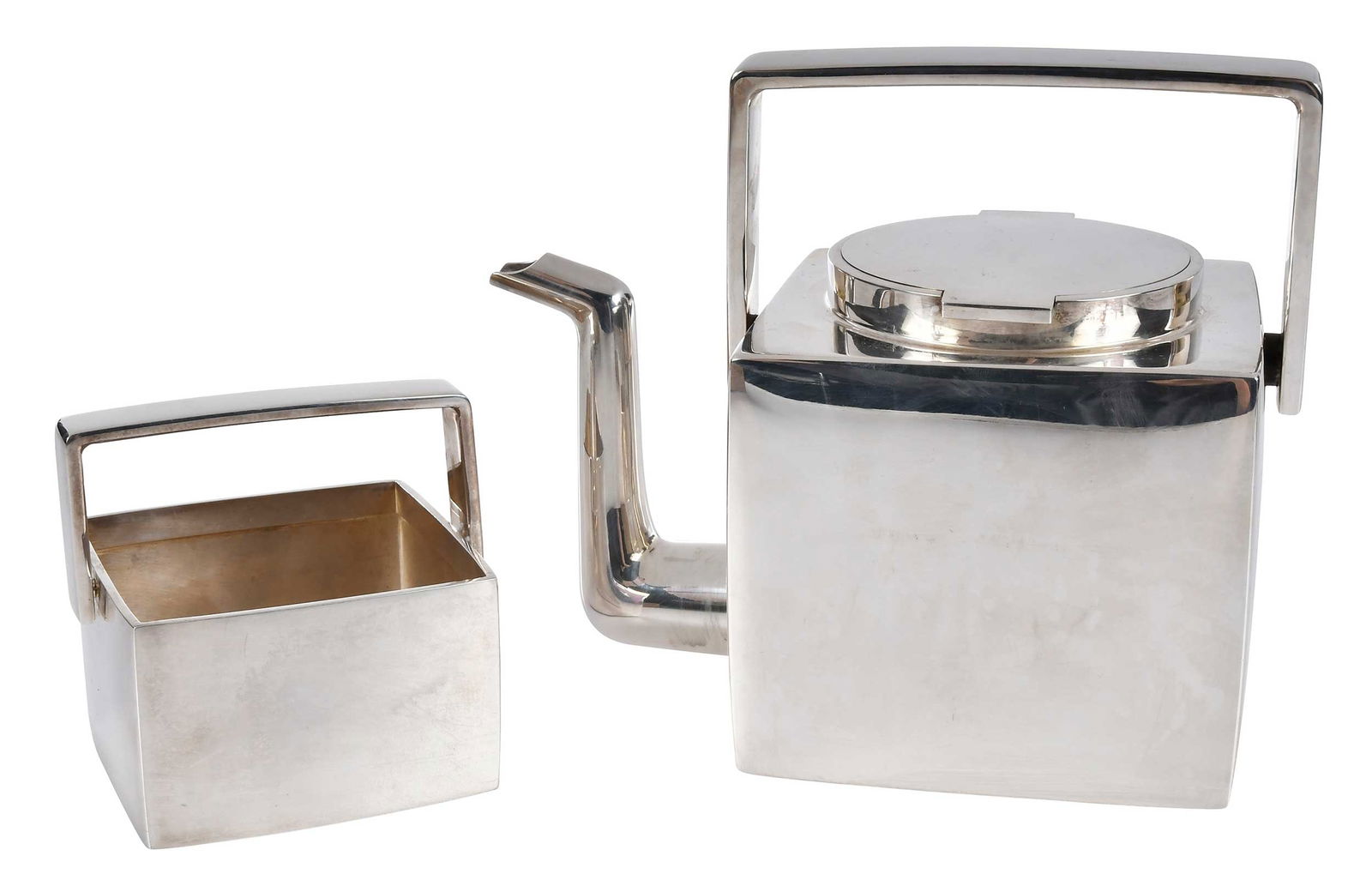 Danish Sterling Teapot and Open Sugar, Karl Gustav Hansen; Book (1 of 13)