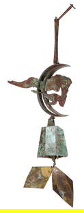 Paolo Soleri, Bronze Bell: (Arizona/Italy, 1919-2013) Cosanti Mermaid Wind Bell, signed on mermaid tail "P. Soleri", artist cipher on bell, documentation number inscribed inside bell "13-09", as identified on the accompanying C