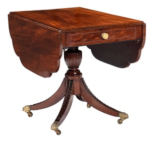 Classical Carved and Figured Mahogany Pembroke Table
