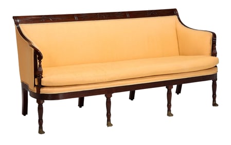 Fine Classical Carved Mahogany Compass Seat Sofa