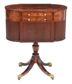 Very Fine Classical Figured and Inlaid Mahogany Work Table