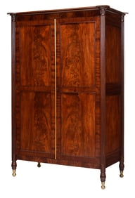 Rare New York Classical Highly Figured Mahogany and Brass Mounted French Press