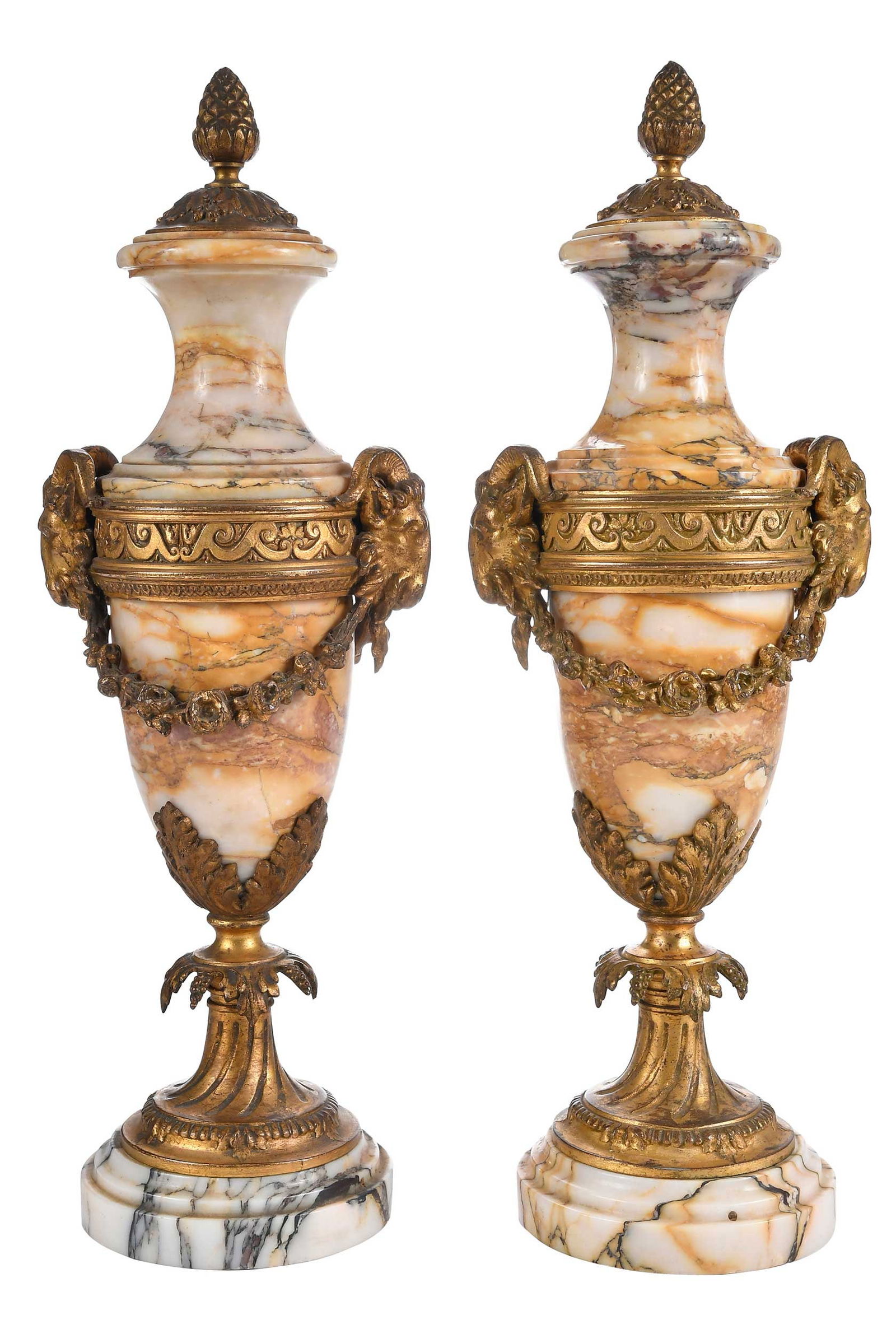 Pair of French Gilt Bronze and Marble Cassolettes (1 of 9)