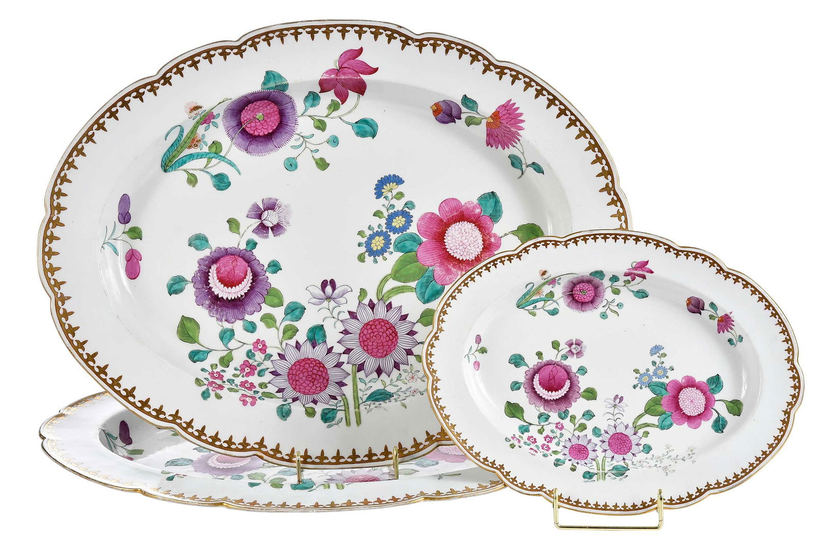 Three Barr, Flight & Barr Chinoiserie Enameled Porcelain Platters (1 of 11)