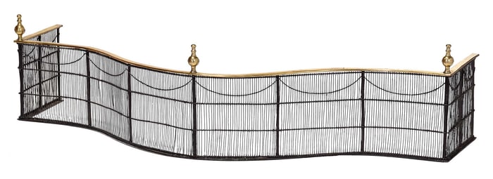 Federal Cast Brass and Wrought Wire Serpentine Fireplace Fender