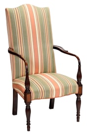 Federal Style Carved and Inlaid Mahogany Lolling Chair