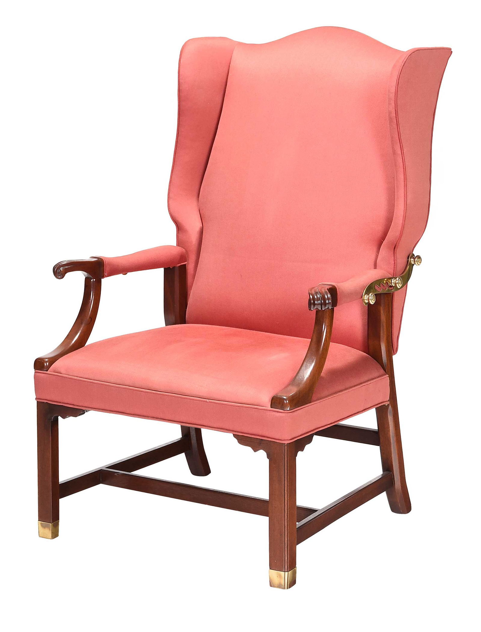 Chippendale Style Reclining Mahogany Upholstered Open Armchair (1 of 7)