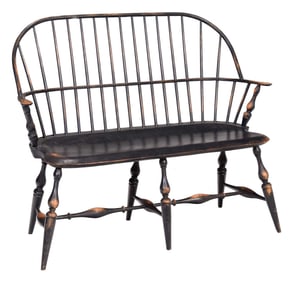 Dark Blue Painted Reproduction Windsor Sack Back Settee