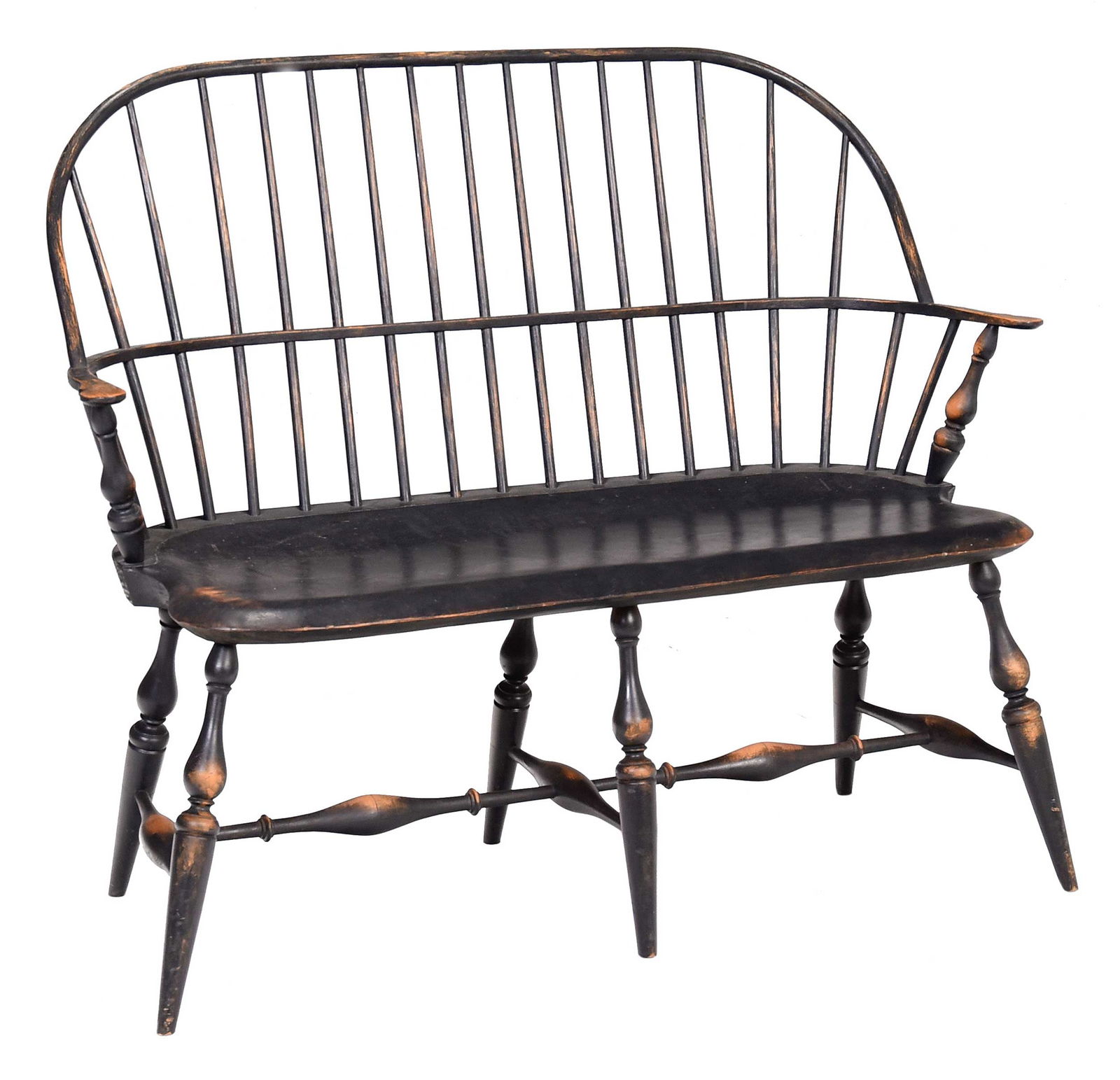 Dark Blue Painted Reproduction Windsor Sack Back Settee (1 of 9)