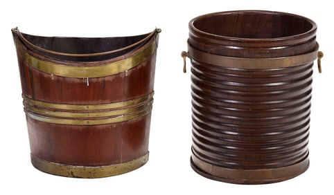 Two British Mahogany and Brass Peat Buckets