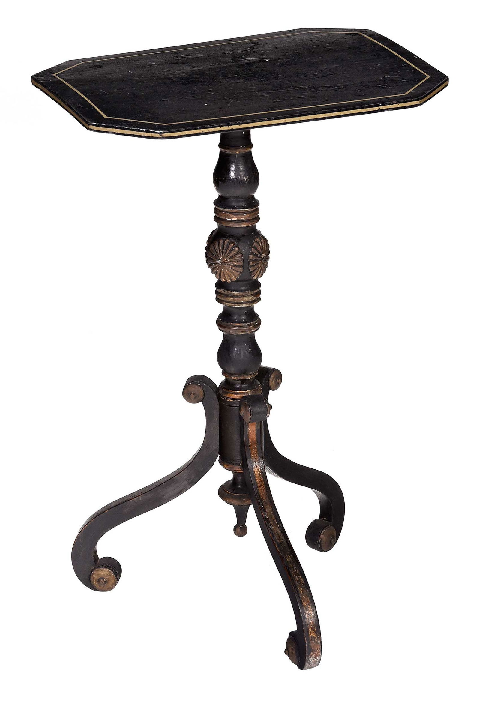 Regency Black and Gold Paint Decorated Mahogany Candle Stand (1 of 7)