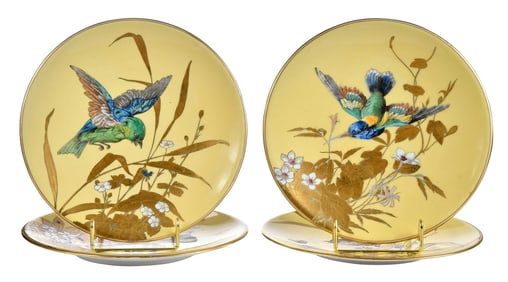 Set of Four Aesthetic Movement English Porcelain Cabinet Plates