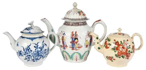 Three 18th Century English Ceramic Teapots
