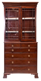 Regency Figured Mahogany Secretary Bookcase
