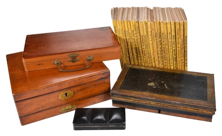 Four Vintage Artist's Boxes with Winsor & Newton Art Manuals
