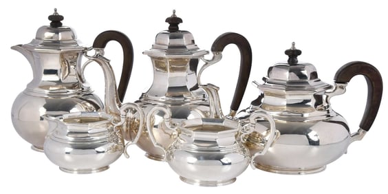 George IV Five Piece English Silver Tea Service
