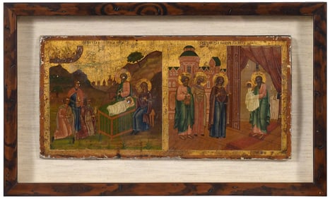 Russian Icon Diptych, Early Life of Christ