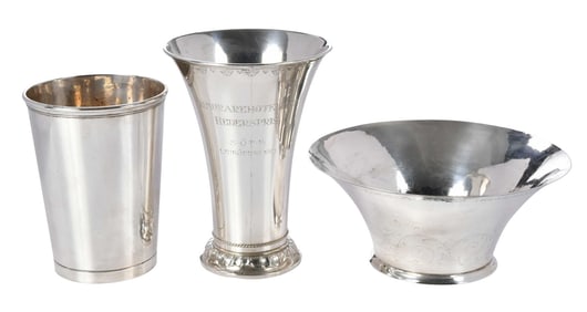 Three Swedish Silver Vases and Center Bowl