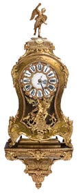 Gilt Bronze and Boulle Marquetry Inlaid Shelf Clock with Wall Bracket, Signed Haas a Berne