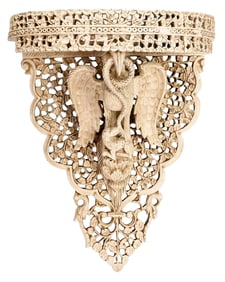 Anglo-Indian Carved and White Painted Wood Wall Bracket