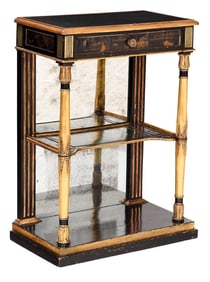 Italian Neoclassical Gilt, Lacquered, and Ebonized Two-Tier Console