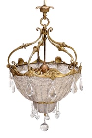 Continental Gilt Bronze and Crystal 12 Light Chandelier