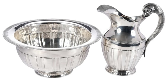 Portugal Silver Ewer and Basin