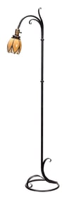 Wrought Iron Foliate Decorated Floor Lamp with Glass Shade