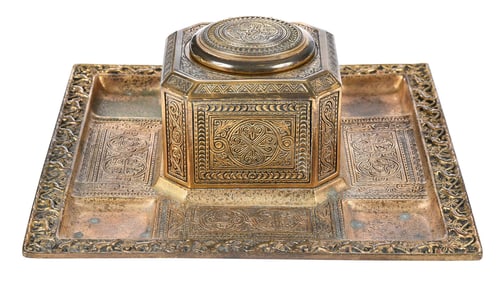 Tiffany Studios Venetian Gilt Bronze Inkwell Tray